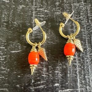 Kendra Scott Demi Huggies in Gold and Papaya